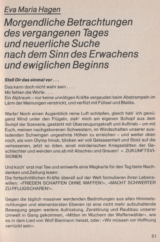 Eva-Maria Hagen, Text im „Gurtenbüchlein“ zum 5. Gurtenfestival Bern, Redaktion © Daniel Leutenegger, ch-cultura.ch